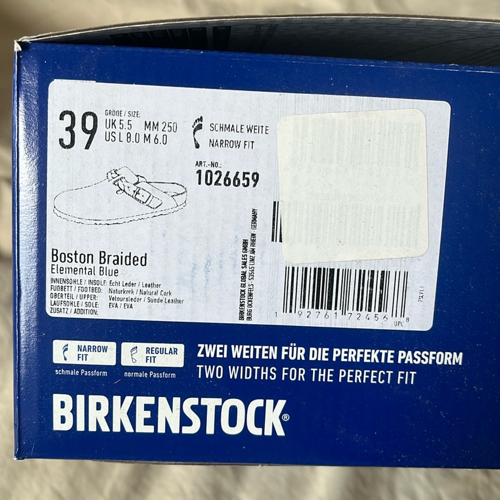 NWT BIRKENSTOCK Boston Braided in Elemental Blue - 39 - Picture 8 of 8